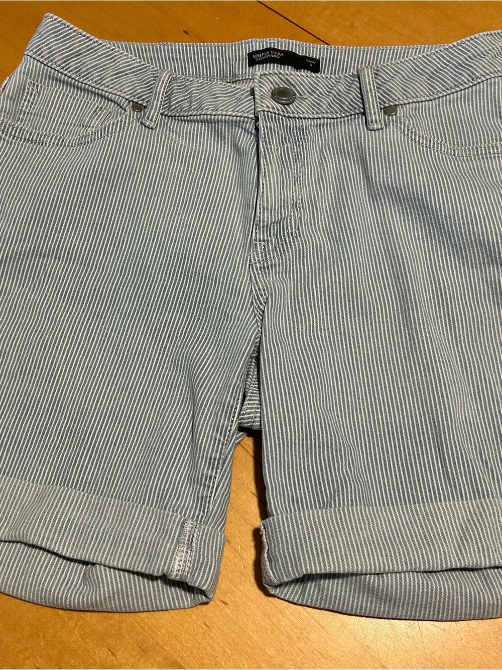 Women’s Striped Cotton Chino Shorts - Light Blue